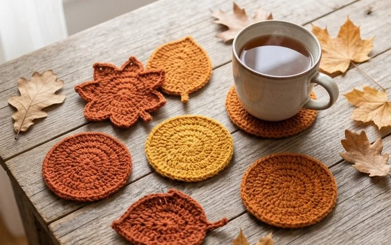26 Kostenlose Häkelanleitungen für herbstliche Untersetzer