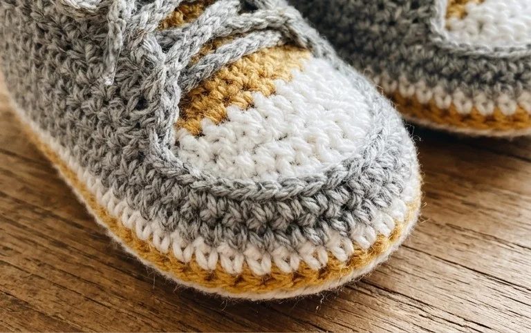 Crocheted Baby Booties by Famous Brands: Nike, Adidas, and Puma